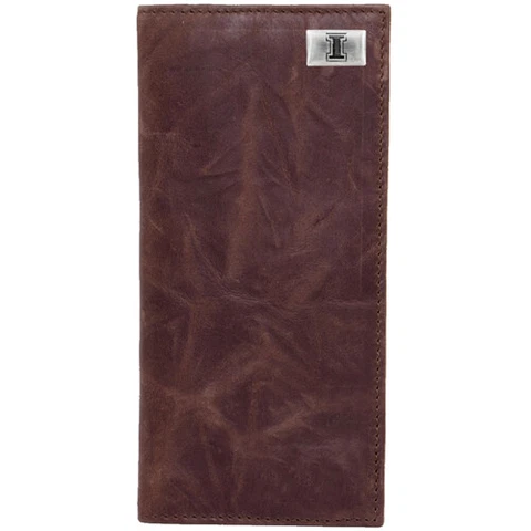 Illinois Fighting Illini Leather Secretary Wallet with Concho - Brown Cover