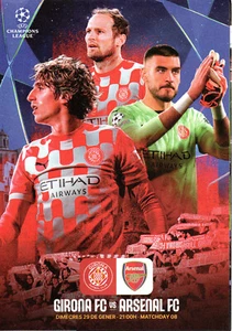 Girona v Arsenal 29/1/2025 Champions League Official programme + ticket + T/S - Picture 1 of 3