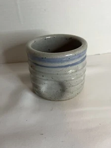 Vintage Studio Art Pottery Bowl Small Speckled Stoneware Blues Gray Signed Mark. - Picture 1 of 10