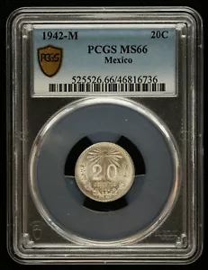 1942 M Mexico 20 Centavos PCGS MS 66 - Picture 1 of 3