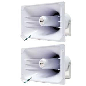 11" x 6.6" PA Power Horn Speaker 40W RMS Indoor Outdoor 80 Watt Max Power 2 Pack - Picture 1 of 10