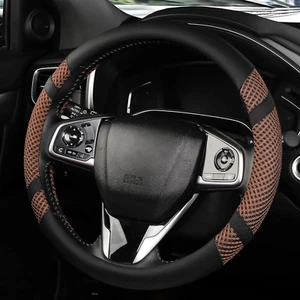 Car Steering Wheel Cover 14.5 Leather Wheel Covers for Men Women Brown Steering - Picture 1 of 6
