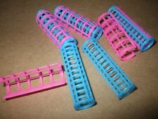 5 HAIR CURLERS FOR DOLLS WITH WIGS-SMALL SIZE WITH CLIP ON CLOSURES PINK & BLUE 