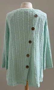Top túnica Soft Surroundings Goldie con textura con botones en la espalda en Fair Aqua talla XL USADO EN EXCELENTE ESTADO - Imagen 1 de 5
