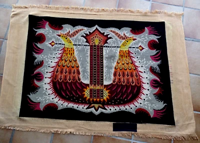 Tapisserie, canevas vintage , " Les coqs " , gout Picart Ledoux 102 x 74 - Photo 1/4