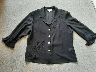 Studio 1 один черный пуговицах длинным рукавом рубашка верхний цветочный дизайн женщин SZ 16 - Изображение 1 из 4