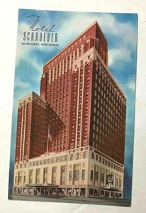 Hotel Schroeder, Milwaukee, Wisconsin WI - Postal cromada vintage c1958 - Imagen 1 de 2