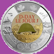 2019 Canada D-Day 75th Anniv Remembrance Coloured Two Dollars Toonie Coin UNC $2