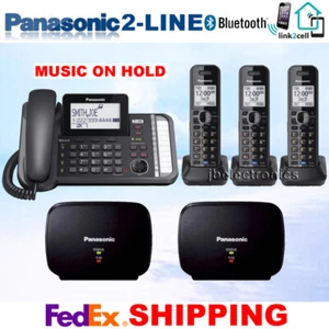 PANASONIC KX-TG9582B 2-LINE LINK2CELL 1 CORDED PHONE 3 CORDLESS 2 REPEATERS - Picture 1 of 5