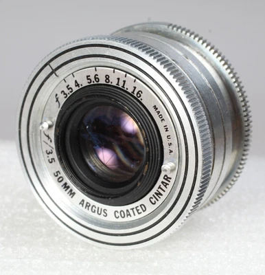 ARGUS 50MM F/3.5 COATED CINTAR LENS WITH REAR CAP - Image 1 of 4