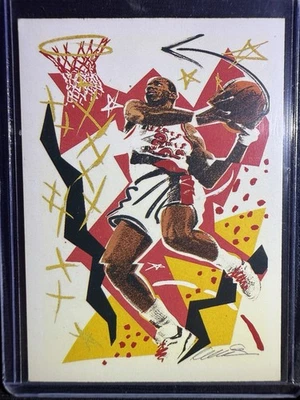 1990 Hoops Clyde Drexler Art Card #376 – Illustrated Insert – Trail Blazers - Image 1 of 2