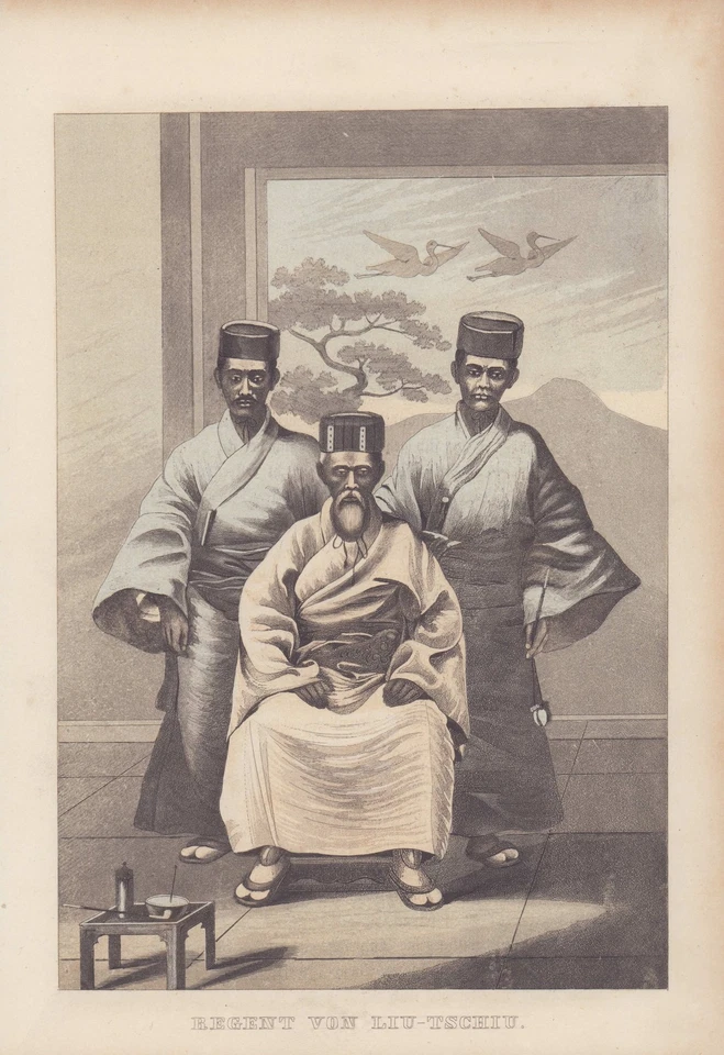 Regent von Liu-Tschiu. Farblithographie von 1861. - Bild 1 von 1