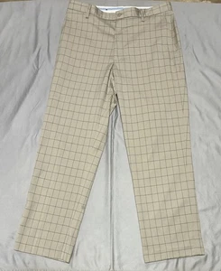 FootJoy Pants Mens 36x30 Tan Golf Performance Stretch Windowpane Lightweight - Picture 1 of 12