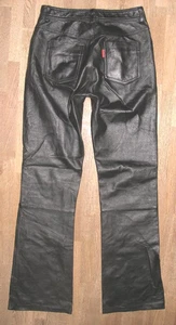 ENJOY Damen- LEDERJEANS / Bootcut- Lederhose in schwarz aus GLATTLEDER ca. 36 - Bild 1 von 4