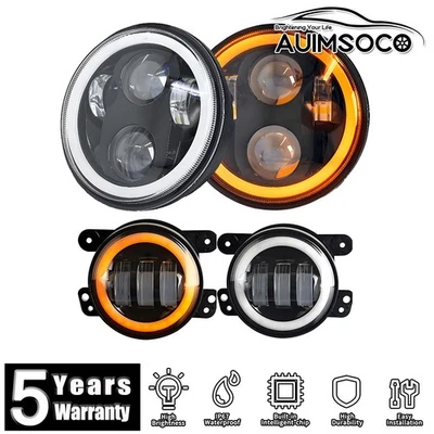 Para Jeep CJ5 1960-1983 7" LED Faro + 4" Conjunto de luces antiniebla Combo 4X Foto 1 de 4