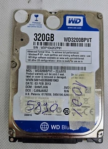 WD3200BBPVT 320GB Laptop Hard Drive HDD 2.5" SATA Tested 100% OK - Laptop Parts - Picture 1 of 1