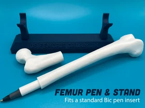 Femur Bone Pen & Optional Stand | 3D Printed Unique Anatomical Writing Utensil - Picture 1 of 6