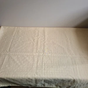 Tischdecke 80" × 60" Rechteck Gelb Quadrat Muster Baumwolle Leinen Mischung Vintage - Bild 1 von 9
