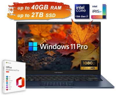 2025 ASUS Vivobook Laptop 14" FHD, 10-Core Intel i7 Upto 40GB RAM 2TB SSD WinPro - Image 1 of 4