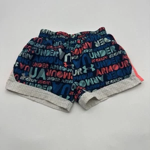 Under Armour Shorts Girls Size 6X Logo Aop Print ..#30899 - Picture 1 of 12
