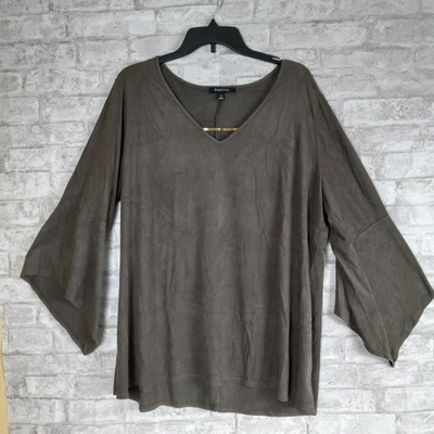 Relativity Microsuede Top Womens 2X Brown Witchy Sleeves Forest Fairy - Image 1 of 4
