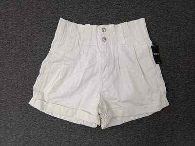 Pantalones cortos de mezclilla para mujer FOREVER 21 29 marfil con puños cierre de 2 botones trabillas para cinturón Foto 1 de 4