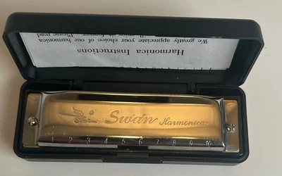 Swan Harmonica 10 Agujeros Llave de C Instrucciones y Estuche Plateado Foto 1 de 4