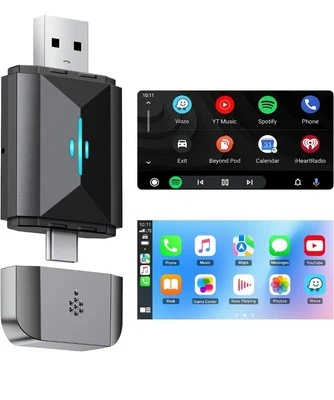 2 in 1 Adattatore per Carplay Android Auto, Wireless Converte Carplay Android Au - Immagine 1 di 4