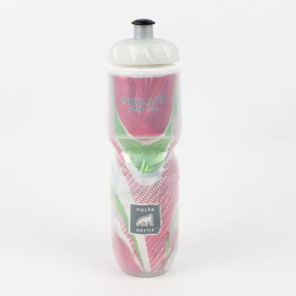 Garrafa de água esportiva isolada Polar 24 oz rosa/verde/branco 10,75" de altura - Imagem 1 de 4