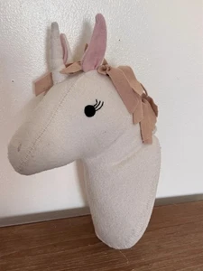 2016 Zielscheibe Einhorn Kopf Wandhalterung Dekor Plüsch Weich Kinderzimmer Beige Rosa 14x10 - Bild 1 von 3