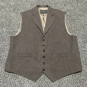 Orvis Size XL X-Large Mens Brown 100% Wool Button Up Vintage Fishing Vest - Picture 1 of 8