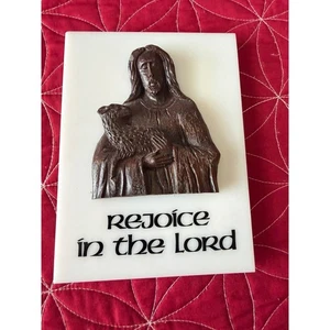 Vintage Jesus the Good Shepherd Rejoice in the Lord Religious Wall Art - Picture 1 of 3