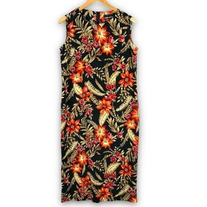 Sag Harbor Black Floral Sleeveless Long Maxi Dress Church Work Career Wear 14 - Picture 1 of 5