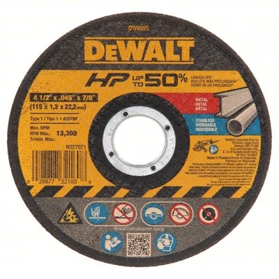 [Paquete de 25] Rueda de corte delgada DeWALT DW8062 4 1/2" X 0,045" X 7/8" Foto 1 de 3