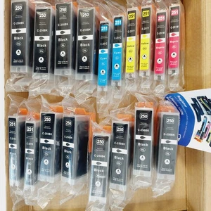 18 Ink Replacement for CANON 12 C-250BK, 2 C-251Y, 2 C-251M, 2 C-251C-BEST DEAL - Picture 1 of 3