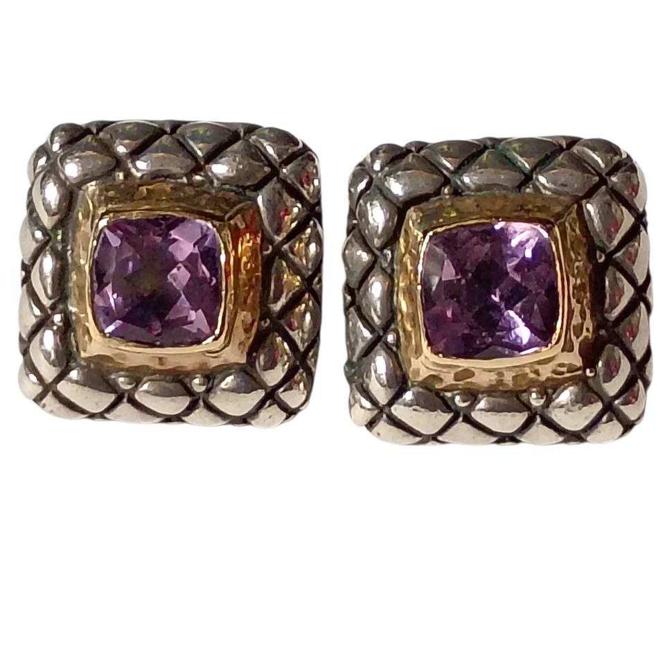  Pendientes Dian Malouf de plata de ley de 14 kg de amatista Foto 1 de 4