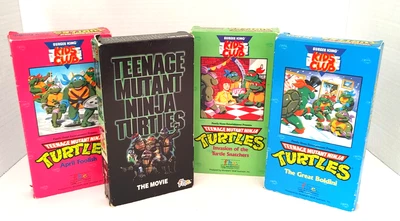 VTG 4 VHS TMNJ Teenage Mutant Ninja Turtles Movies April Invasion Baldini LOT - Imagen 1 de 4