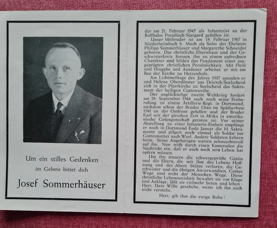 Sterbebild Totenzettel 2. WK Rollbahn - Bild 1 von 1