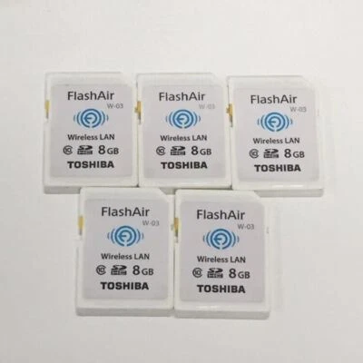 TOSHIBA FlashAir Wifi SD-Card 8GB Lot of 5 W-03 Photo Transfer to iPhone/Android - Image 1 of 3