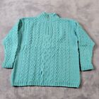 Aran Crafts Sweater Size XXL Merino Wool Cable Knit 1/4 Zip Fisherman Blue/Green