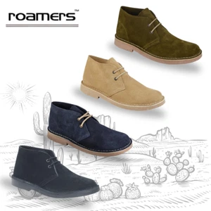 Mens Suede Desert Boots Roamers Ankle 2 Eyelet Chukka Casual Boys Lined M400 - Picture 1 of 24