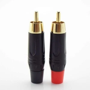 Gold Plated RCA Male Plug Adapter with Pigtail Cover Speaker RCA Audio Connector - Picture 1 of 13