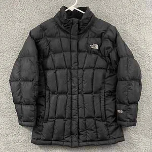 The North Face Jacket Girls M Black Goose Down 550 Quilted Puffer Zip Lined - Picture 1 of 13