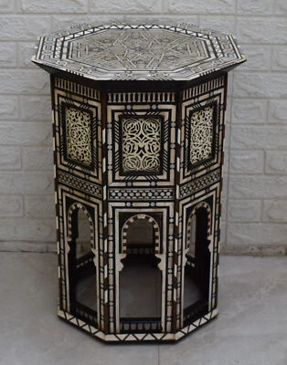 Luxury Moroccan Handmade 28" Wood Side Table, Coffee & End Bedside Inlaid Table - Image 1 of 4