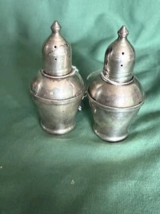 Vintage Patent Sterling Silver Weighted Salt and Pepper Shakers Glass Inserts 3" - Picture 1 of 4