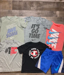 Nike Champion Boys Lot of 6 Size 7 Athletic Shorts T Shirts Spring/Summer - Picture 1 of 19