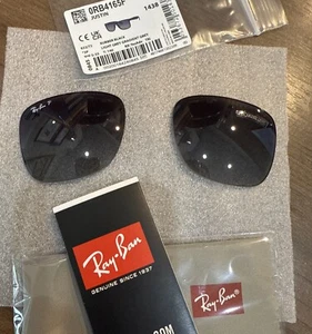 New Genuine Ray-Ban RB4165 JUSTIN Polarized Grey Replacement Lenses fits 54/55MM - Picture 1 of 8