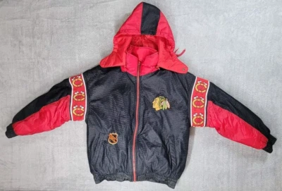 Chicago Black Hawks Coat Size L Red Pro Player Reversible Logo Tommy Puffer - Image 1 of 4