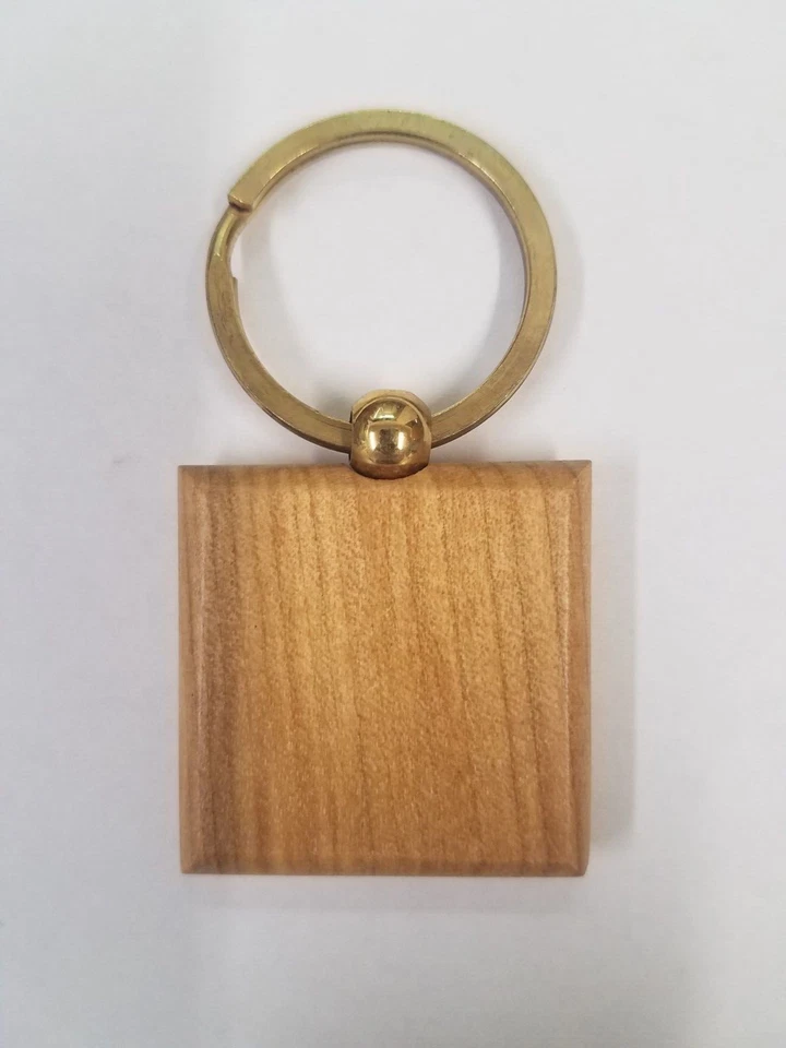 Llavero cuadrado de madera de arce en blanco grabable de 50 unidades Foto 1 de 1