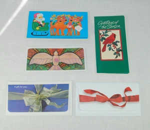 Lot of 5 Christmas Holiday Money Holder Envelopes Dove Bows Cardinal Santa - Picture 1 of 9